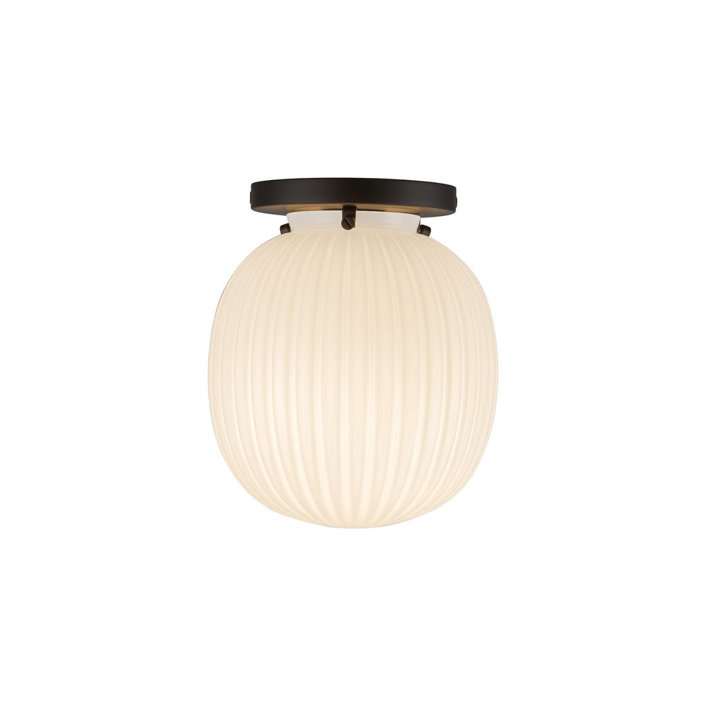 Alora Canada - One Light Semi-Flush Mount - Cherise - Matte Black/Glossy Ribbed Opal Glass- Union Lighting Luminaires Decor