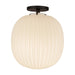 Alora Canada - One Light Semi-Flush Mount - Cherise - Matte Black/Glossy Ribbed Opal Glass- Union Lighting Luminaires Decor