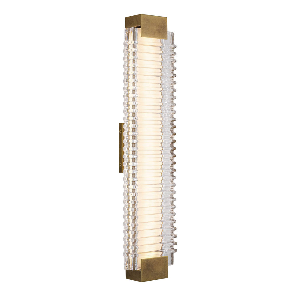 Alora Canada - LED Wall Vanity - Alai - Vintage Brass/Ribbed Glass- Union Lighting Luminaires Decor