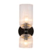 Alora Canada - Two Light Vanity - Nelly - Matte Black/Clear Ribbed Glass- Union Lighting Luminaires Decor