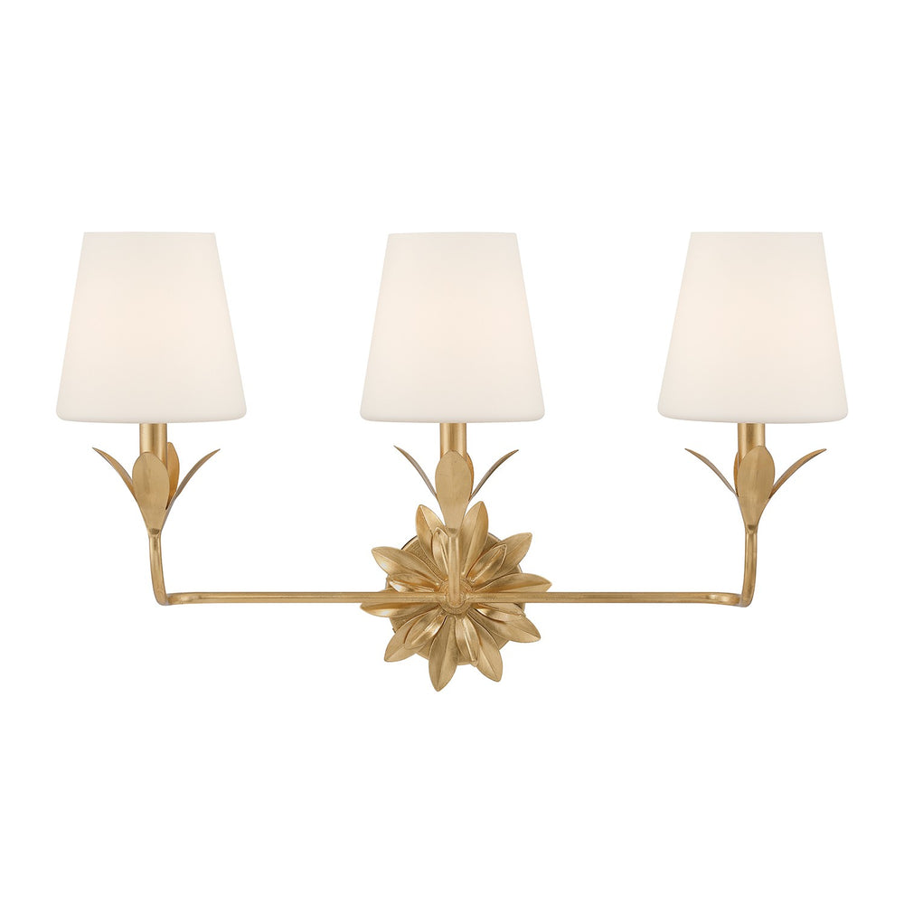 Crystorama - Three Light Bath - Broche - Antique Gold- Union Lighting Luminaires Decor