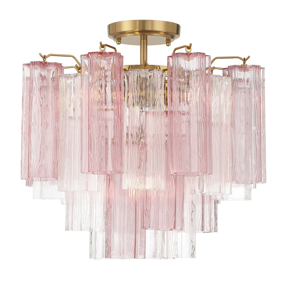 Crystorama - Four Light Semi Flush Mount - Addis - Aged Brass- Union Lighting Luminaires Decor