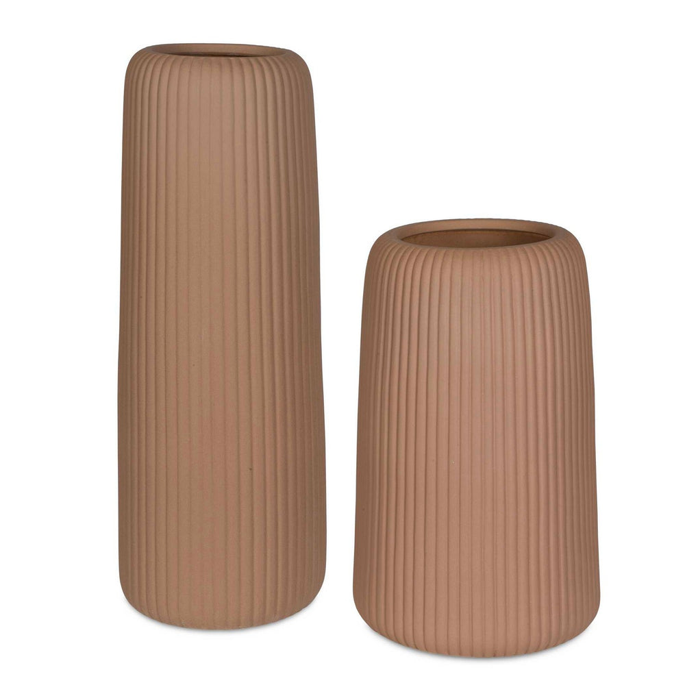 Uttermost - Vases, Set/2 - Ridge - Brown Ribbed- Union Lighting Luminaires Decor