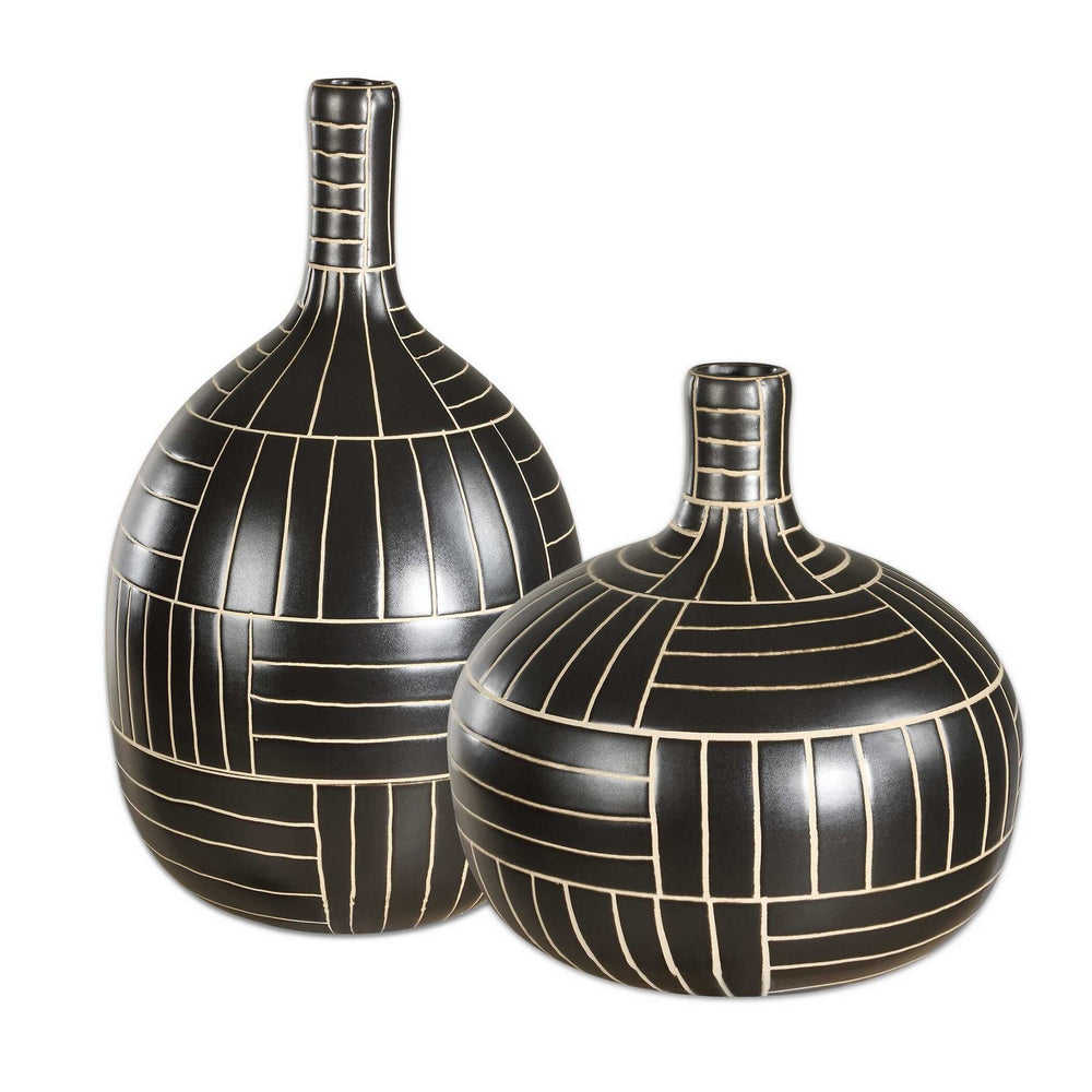 Uttermost - Vases Set/2 - Graphite - Black- Union Lighting Luminaires Decor