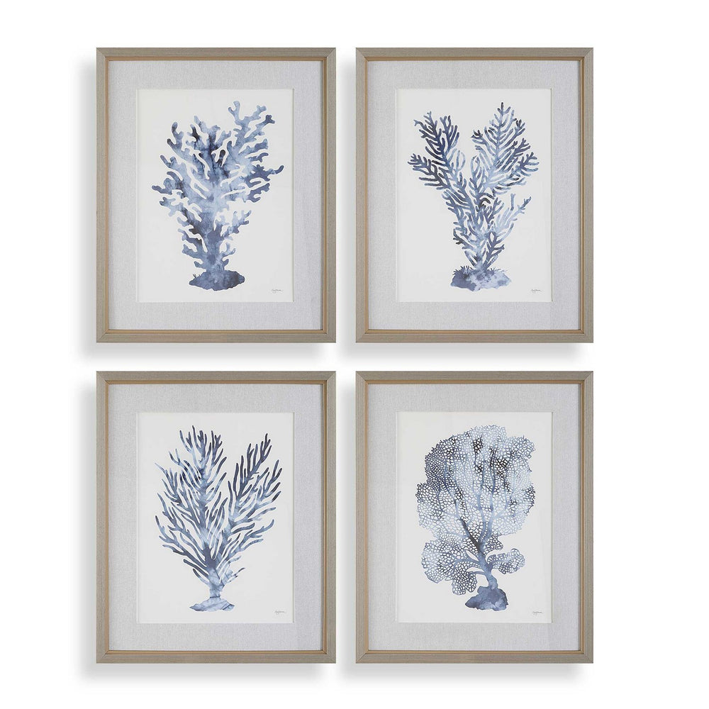 Uttermost - Framed Prints, Set/4 - Shibori Coral - Light Gray Wood- Union Lighting Luminaires Decor