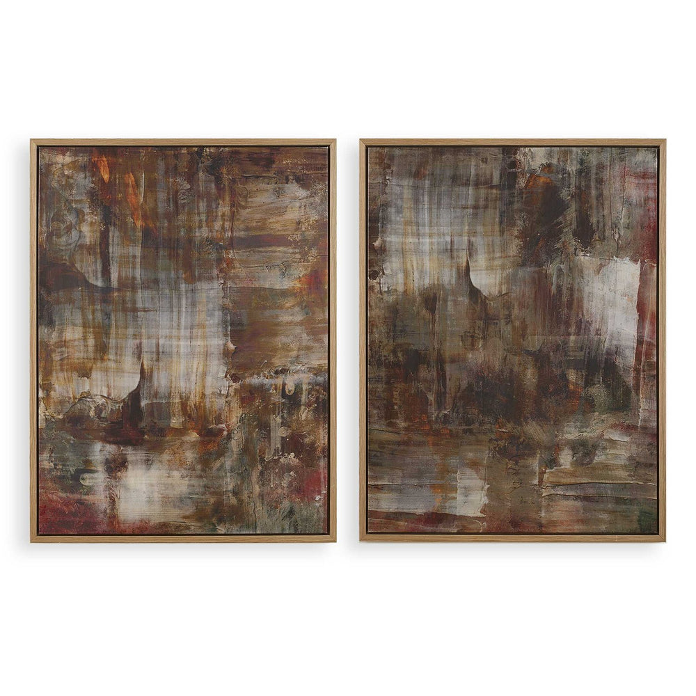 Uttermost - Framed Canvases, Set/2 - Molten Patina - Light Oak- Union Lighting Luminaires Decor