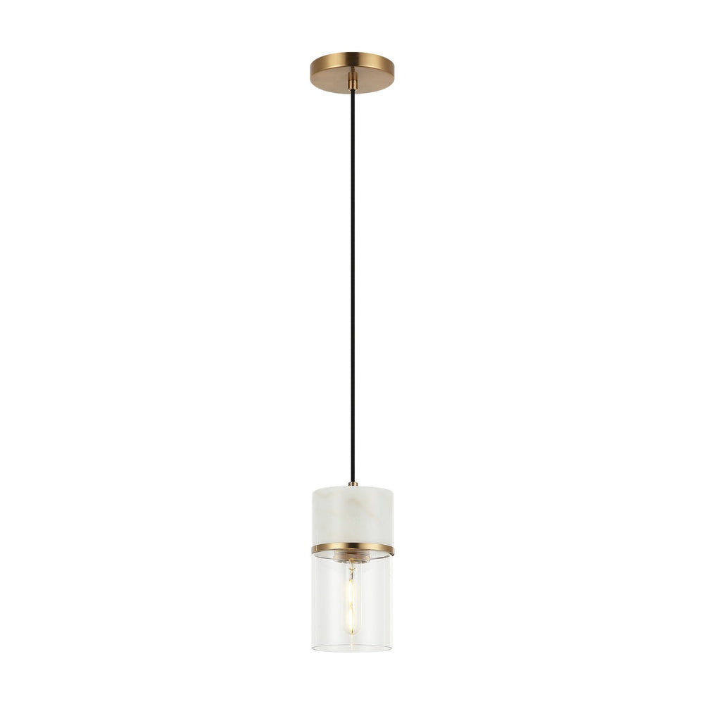 Matteo Canada - One Light Pendant - Marmor - Aged Gold Brass + White Marble- Union Lighting Luminaires Decor