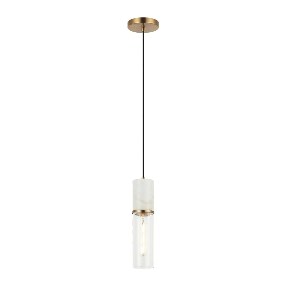 Matteo Canada - One Light Pendant - Marmor - Aged Gold Brass + White Marble- Union Lighting Luminaires Decor