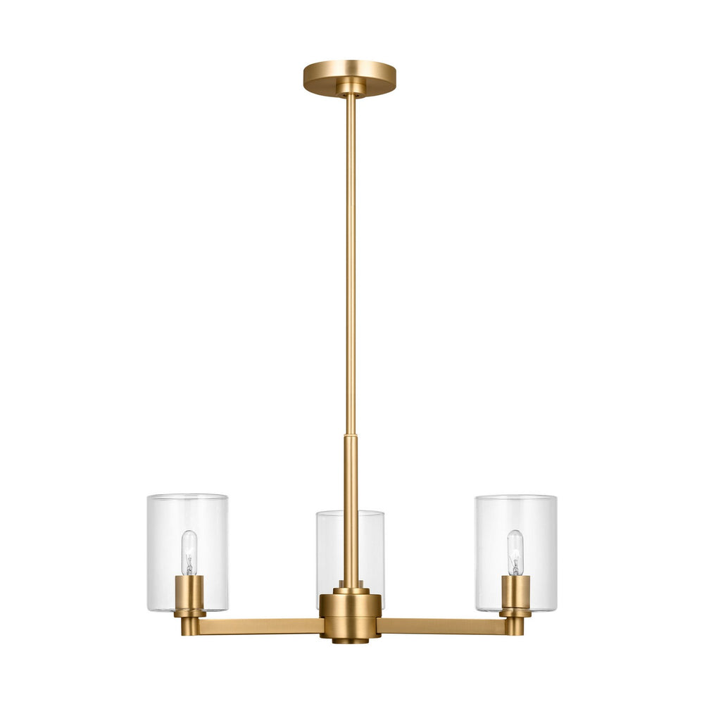 Visual Comfort Studio Canada - Three Light Chandelier - Fullton - Satin Brass- Union Lighting Luminaires Decor