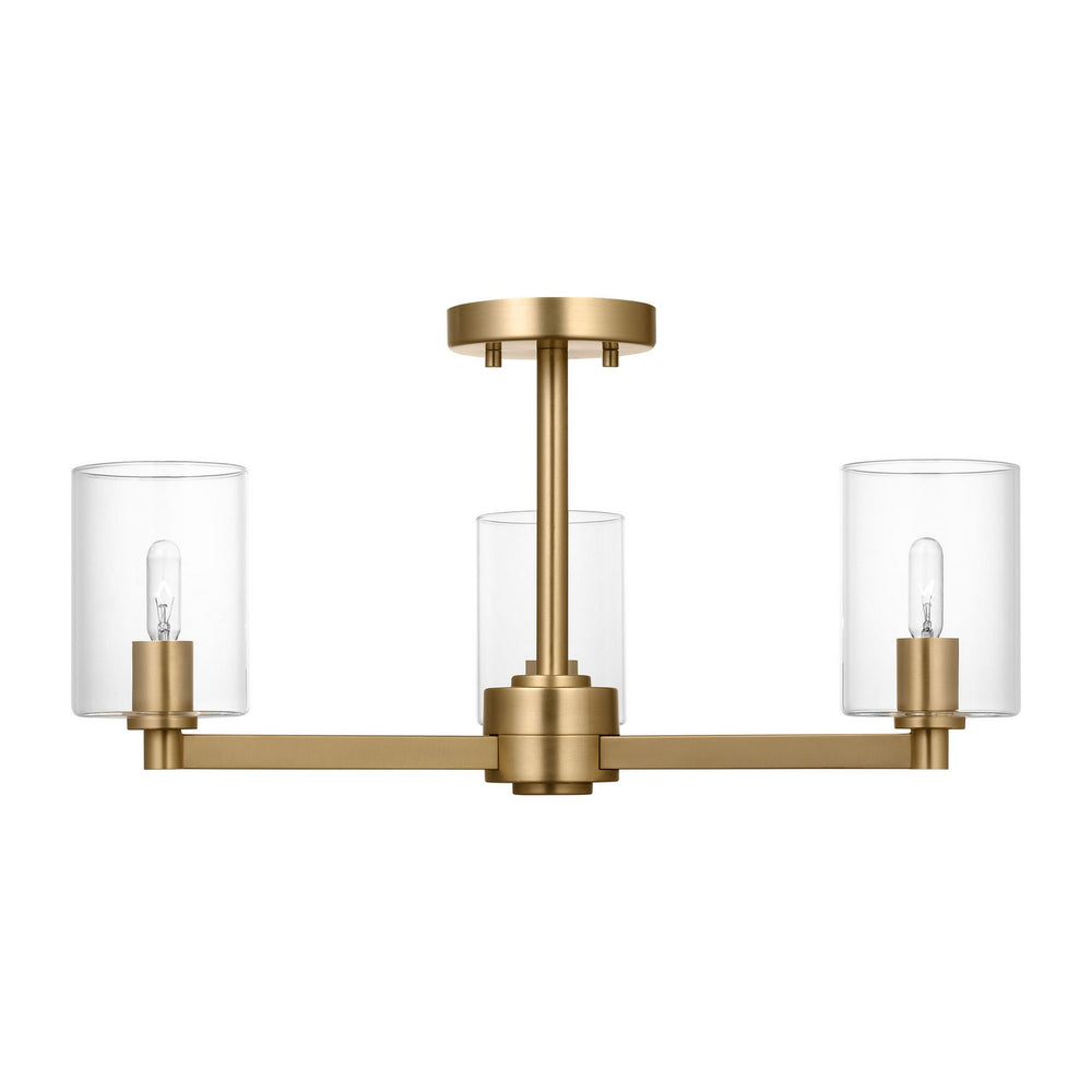 Visual Comfort Studio Canada - Three Light Semi-Flush Mount - Fullton - Satin Brass- Union Lighting Luminaires Decor