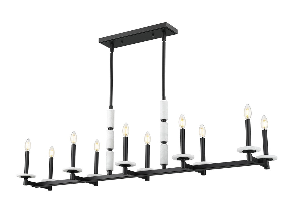 Z-Lite Canada - Ten Light Linear Chandelier - Kaden - Matte Black- Union Lighting Luminaires Decor