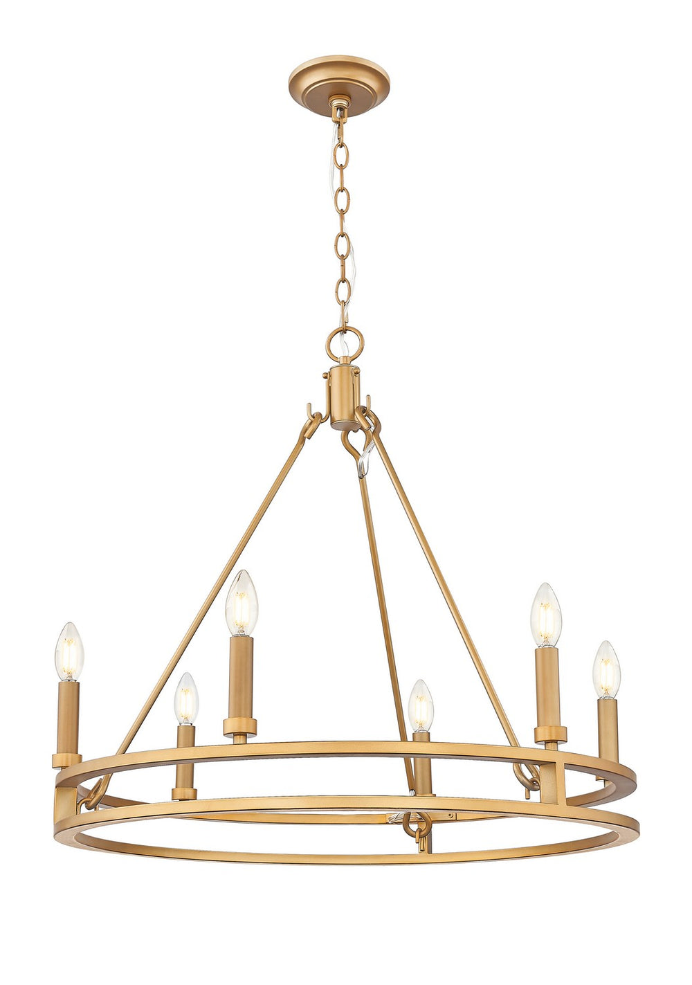 Z-Lite Canada - Six Light Chandelier - Dennison - Signature Brass- Union Lighting Luminaires Decor