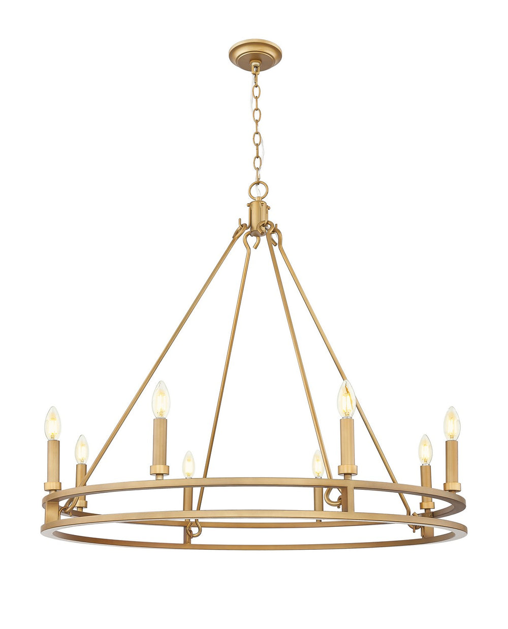 Z-Lite Canada - Eight Light Chandelier - Dennison - Signature Brass- Union Lighting Luminaires Decor