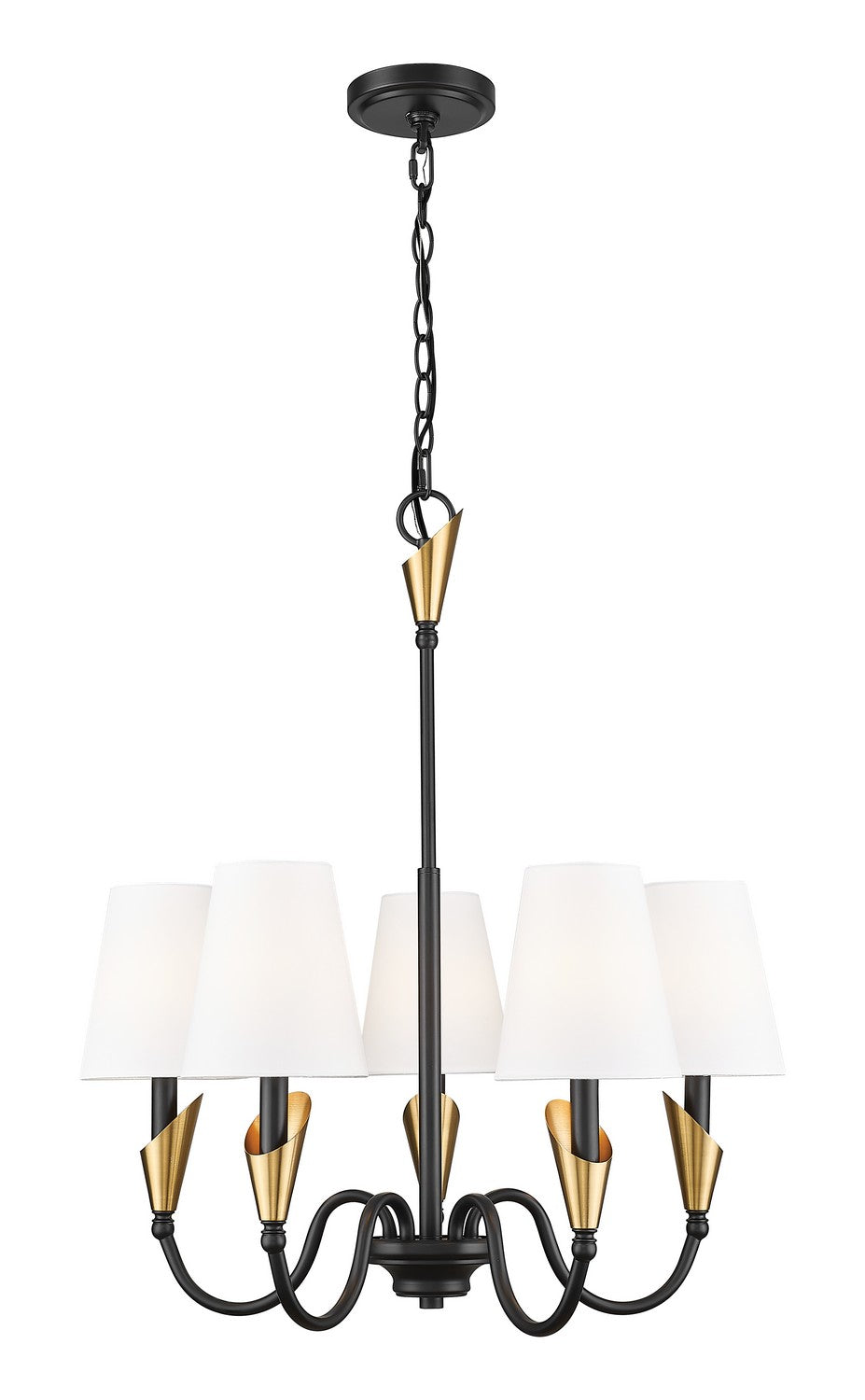 Z-Lite Canada - Five Light Chandelier - Claudelle - Matte Black + Modern Gold- Union Lighting Luminaires Decor