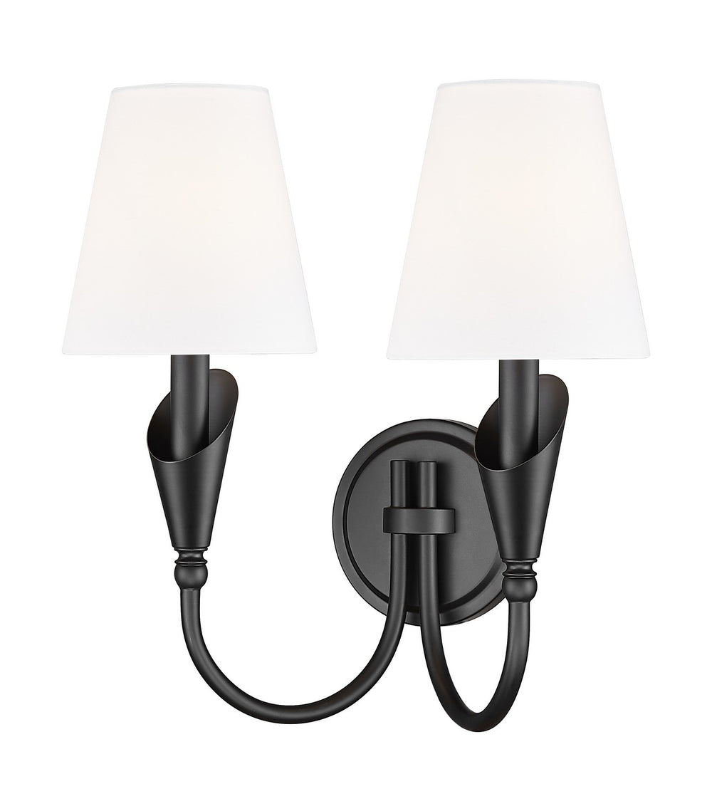 Z-Lite Canada - Two Light Wall Sconce - Claudelle - Matte Black- Union Lighting Luminaires Decor
