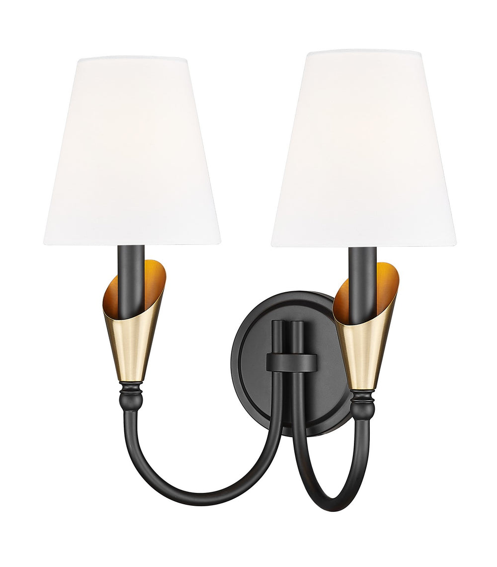 Z-Lite Canada - Two Light Wall Sconce - Claudelle - Matte Black + Modern Gold- Union Lighting Luminaires Decor