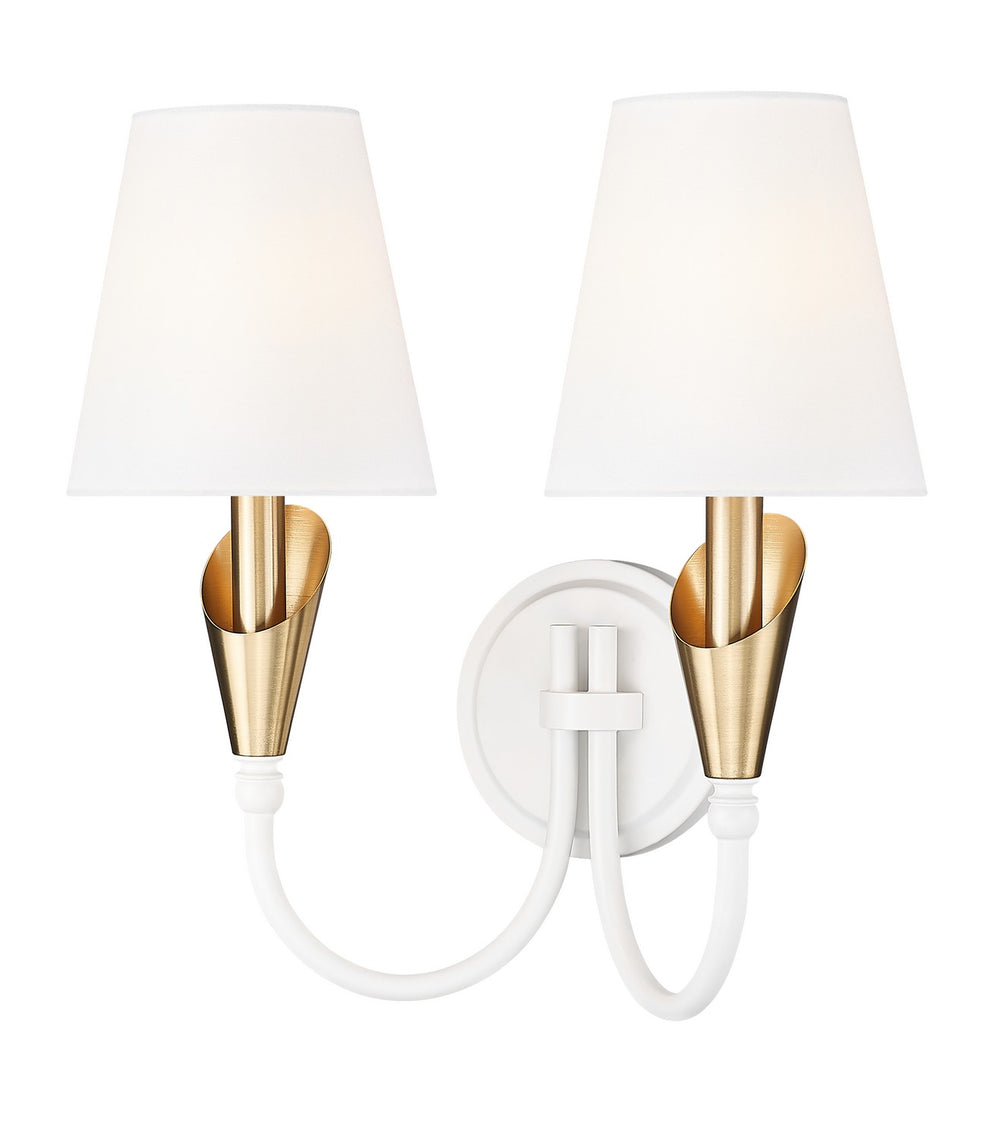Z-Lite Canada - Two Light Wall Sconce - Claudelle - Tundra White + Modern Gold- Union Lighting Luminaires Decor