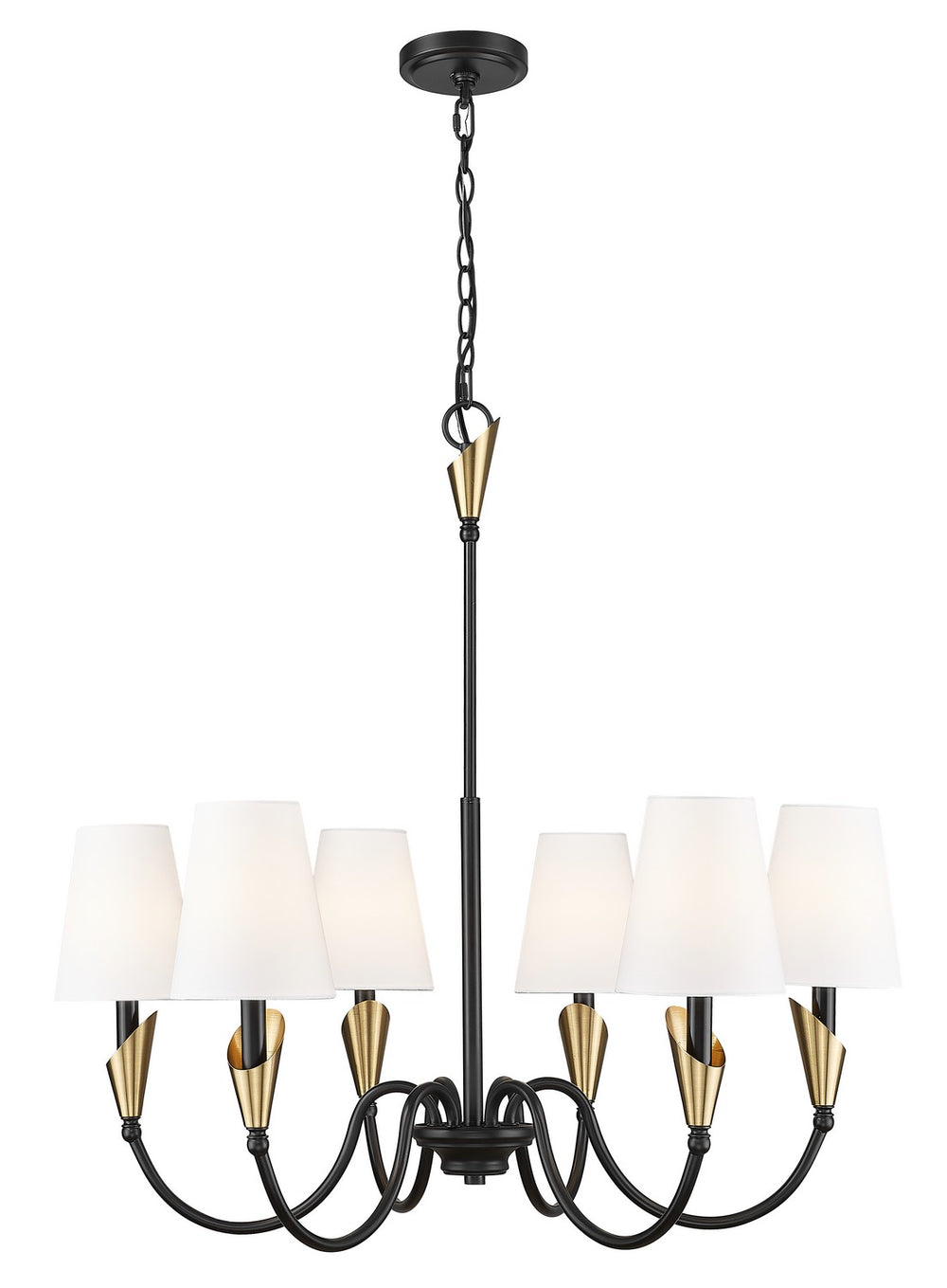 Z-Lite Canada - Six Light Chandelier - Claudelle - Matte Black + Modern Gold- Union Lighting Luminaires Decor