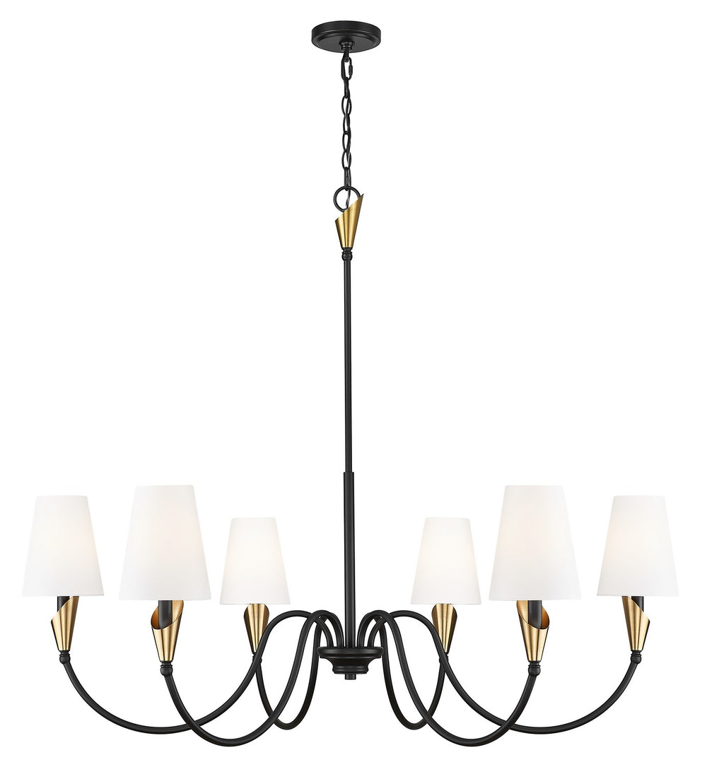 Z-Lite Canada - Six Light Chandelier - Claudelle - Matte Black + Modern Gold- Union Lighting Luminaires Decor