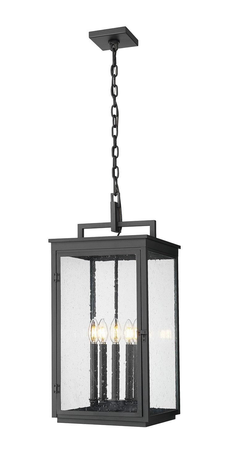 Z-Lite Canada - Five Light Outdoor Chain Mount Ceiling Fixture - Hartwell - Sand Black- Union Lighting Luminaires Decor