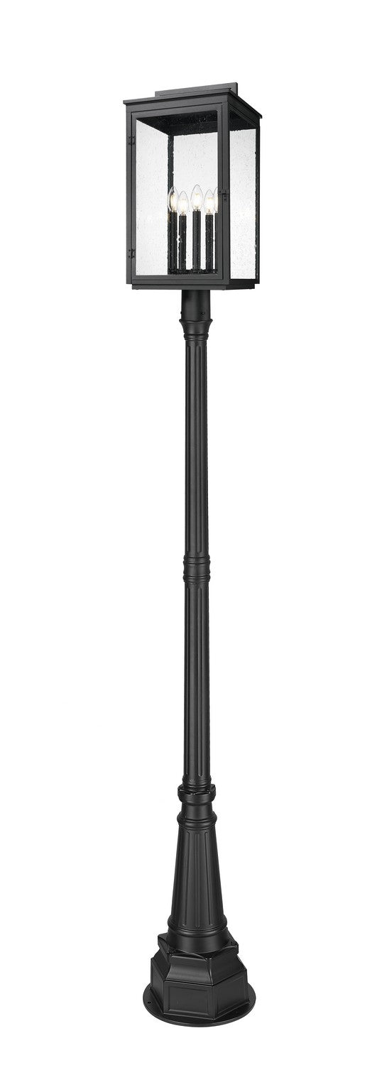 Z-Lite Canada - Five Light Outdoor Post Mount - Hartwell - Sand Black- Union Lighting Luminaires Decor