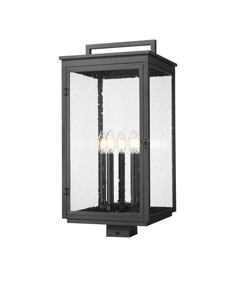 Z-Lite Canada - Five Light Outdoor Post Mount - Hartwell - Sand Black- Union Lighting Luminaires Decor
