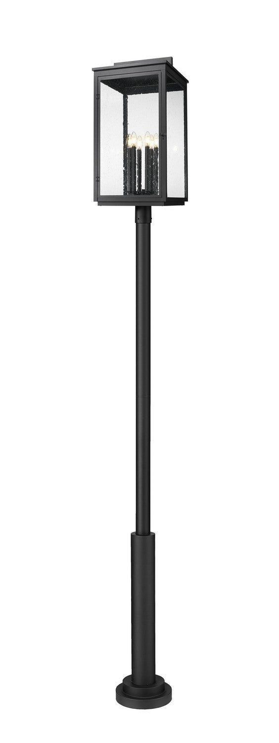 Z-Lite Canada - Six Light Outdoor Post Mount - Hartwell - Sand Black- Union Lighting Luminaires Decor