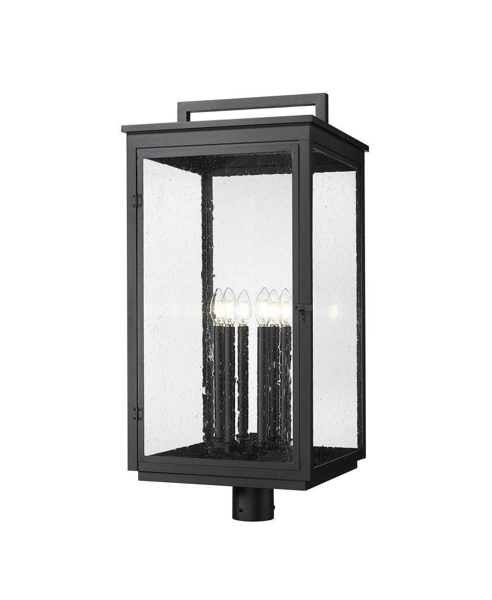Z-Lite Canada - Six Light Outdoor Post Mount - Hartwell - Sand Black- Union Lighting Luminaires Decor