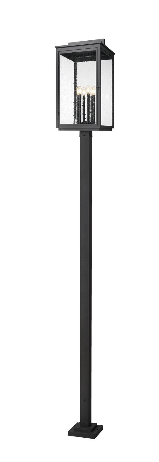 Z-Lite Canada - Six Light Outdoor Post Mount - Hartwell - Sand Black- Union Lighting Luminaires Decor