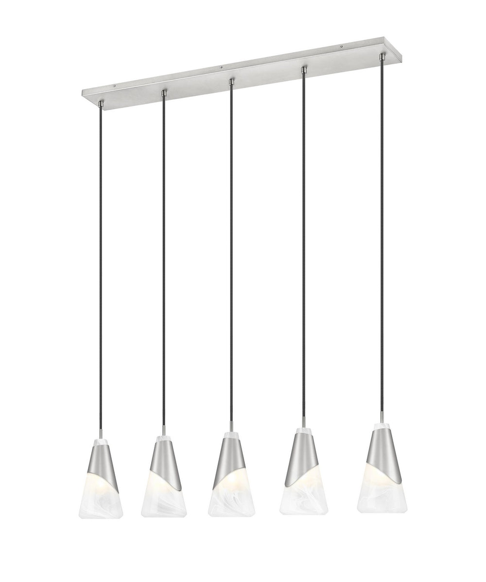 Z-Lite Canada - Five Light Linear Chandelier - Aimie - Brushed Nickel- Union Lighting Luminaires Decor