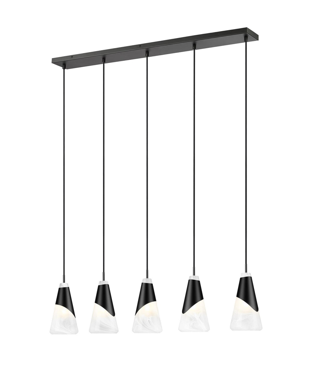 Z-Lite Canada - Five Light Linear Chandelier - Aimie - Matte Black- Union Lighting Luminaires Decor