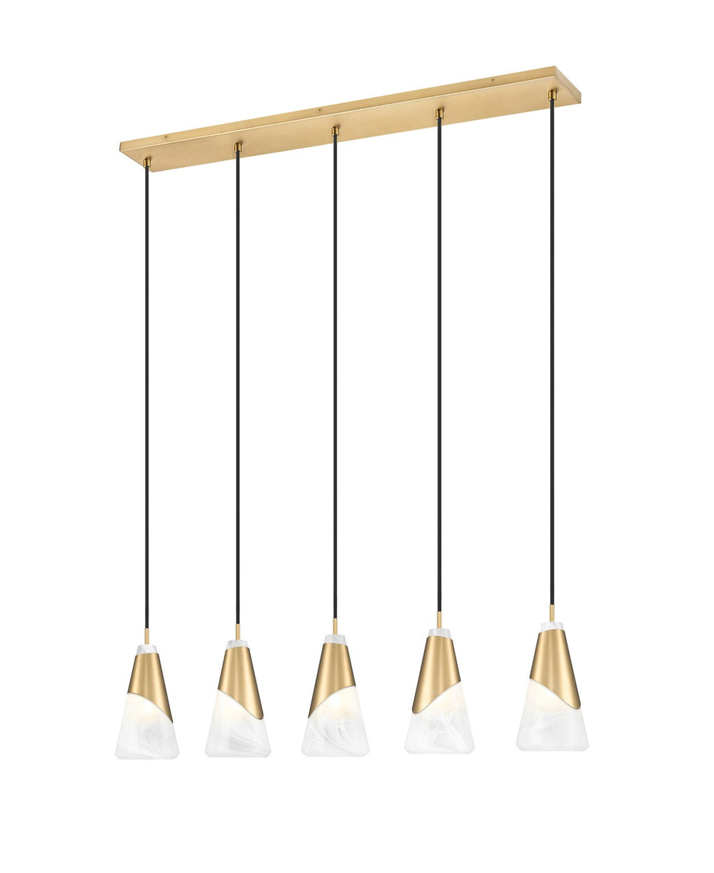 Z-Lite Canada - Five Light Linear Chandelier - Aimie - Modern Gold- Union Lighting Luminaires Decor