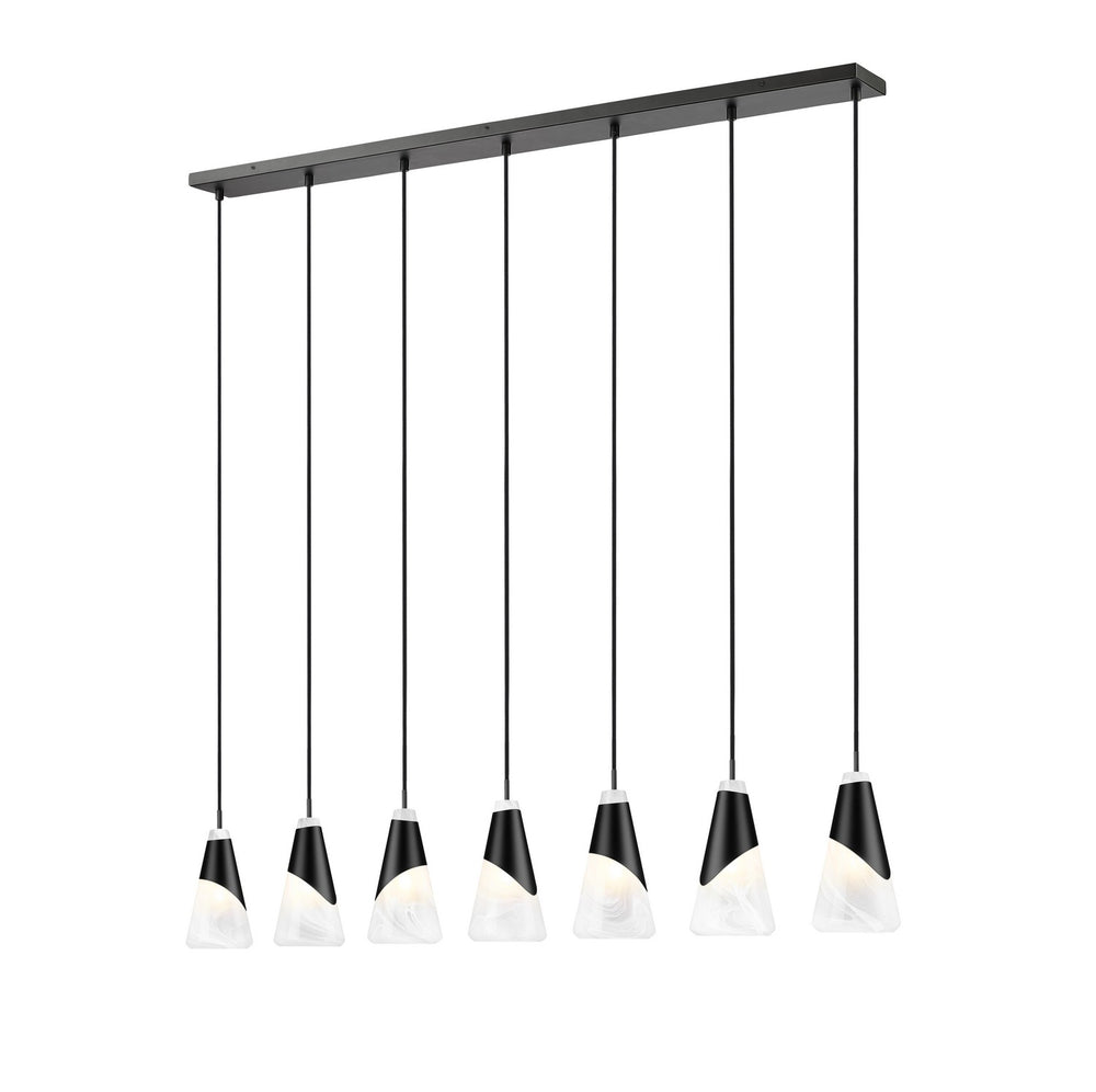 Z-Lite Canada - Seven Light Linear Chandelier - Aimie - Matte Black- Union Lighting Luminaires Decor