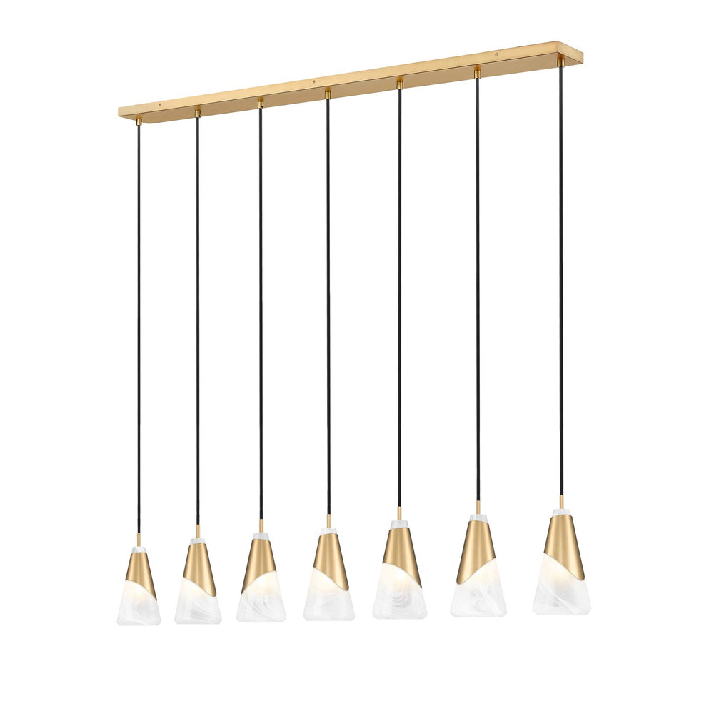 Z-Lite Canada - Seven Light Linear Chandelier - Aimie - Modern Gold- Union Lighting Luminaires Decor