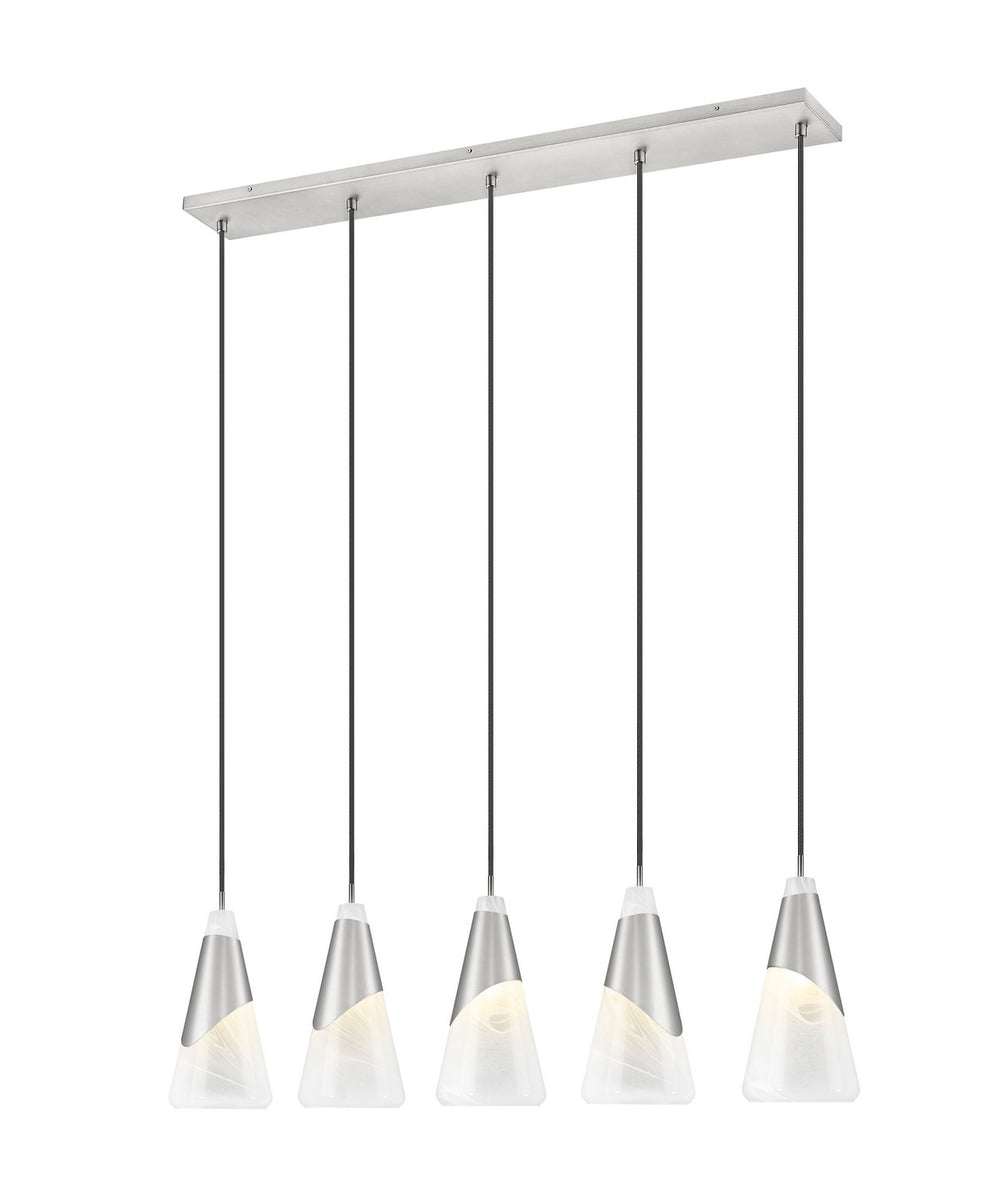 Z-Lite Canada - Five Light Linear Chandelier - Aimie - Brushed Nickel- Union Lighting Luminaires Decor