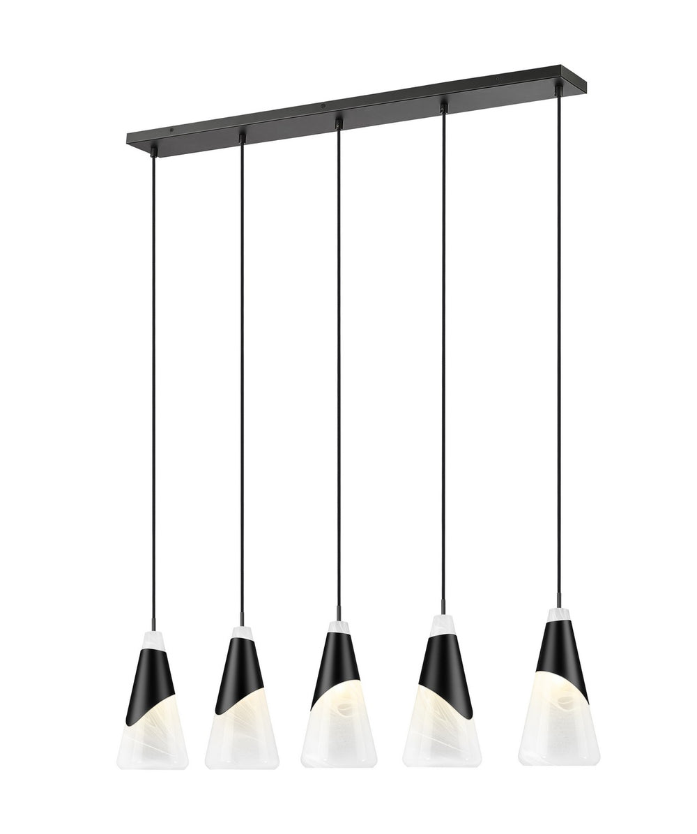 Z-Lite Canada - Five Light Linear Chandelier - Aimie - Matte Black- Union Lighting Luminaires Decor