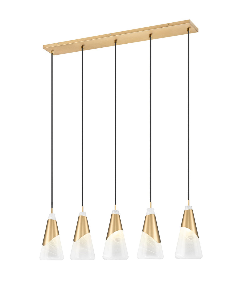 Z-Lite Canada - Five Light Linear Chandelier - Aimie - Modern Gold- Union Lighting Luminaires Decor