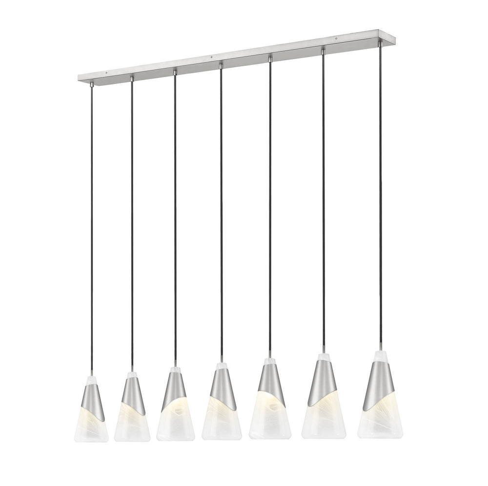 Z-Lite Canada - Seven Light Linear Chandelier - Aimie - Brushed Nickel- Union Lighting Luminaires Decor