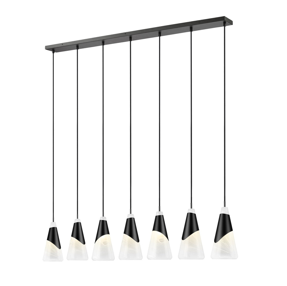 Z-Lite Canada - Seven Light Linear Chandelier - Aimie - Matte Black- Union Lighting Luminaires Decor