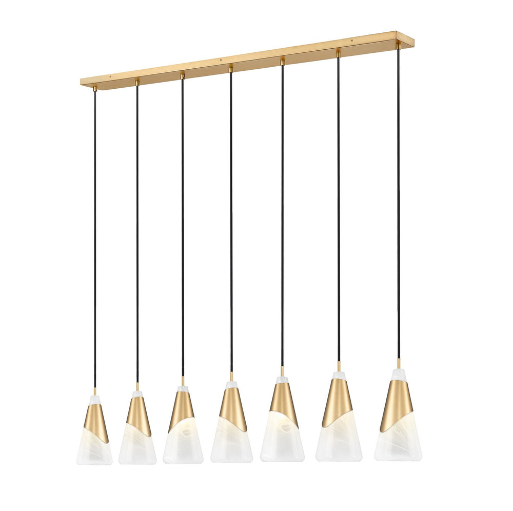 Z-Lite Canada - Seven Light Linear Chandelier - Aimie - Modern Gold- Union Lighting Luminaires Decor