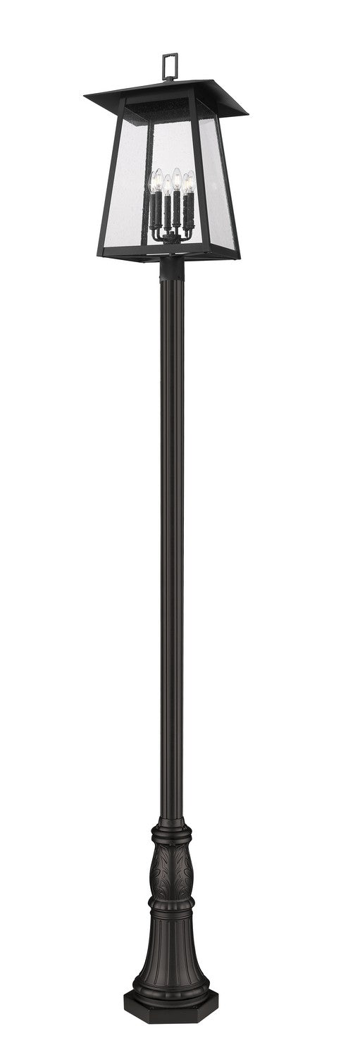 Z-Lite Canada - Six Light Outdoor Post Mount - Rainer - Black- Union Lighting Luminaires Decor