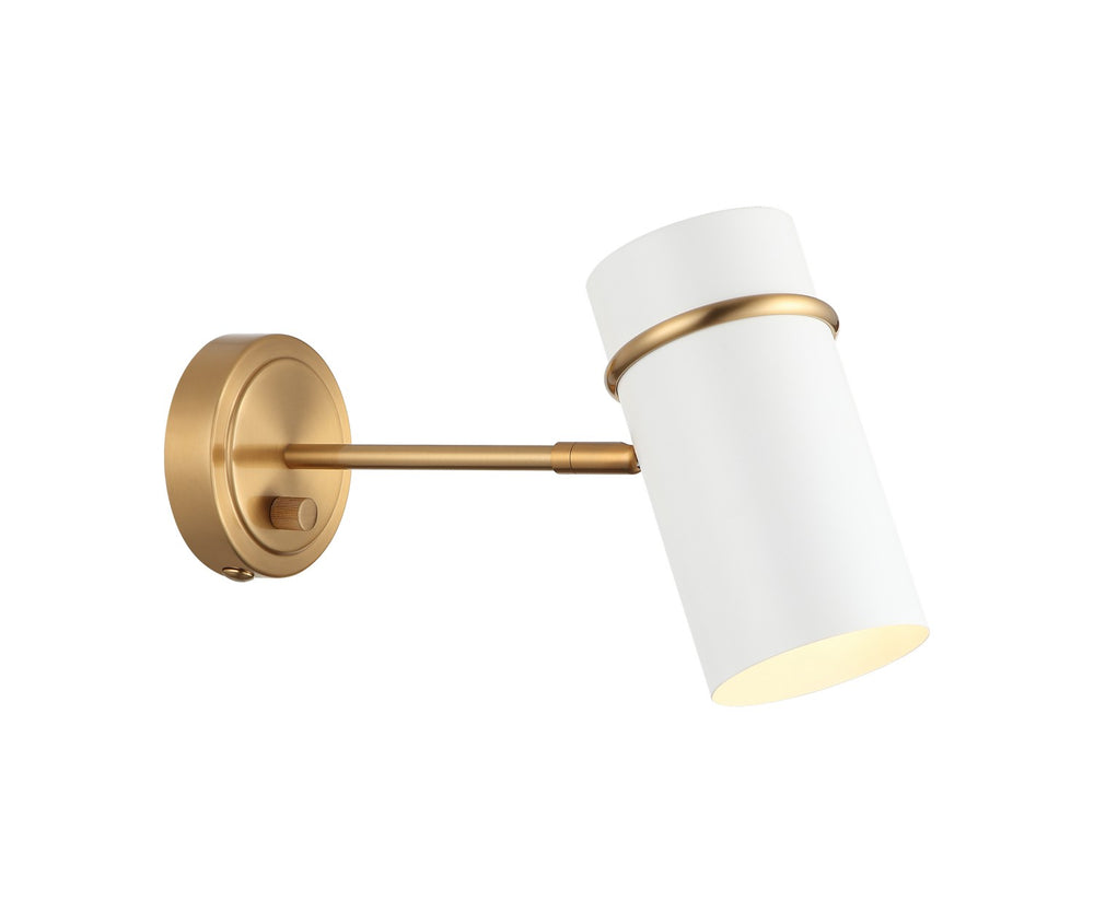 Matteo Canada - One Light Wall Sconce - Cilindro - Aged Gold Brass & White- Union Lighting Luminaires Decor