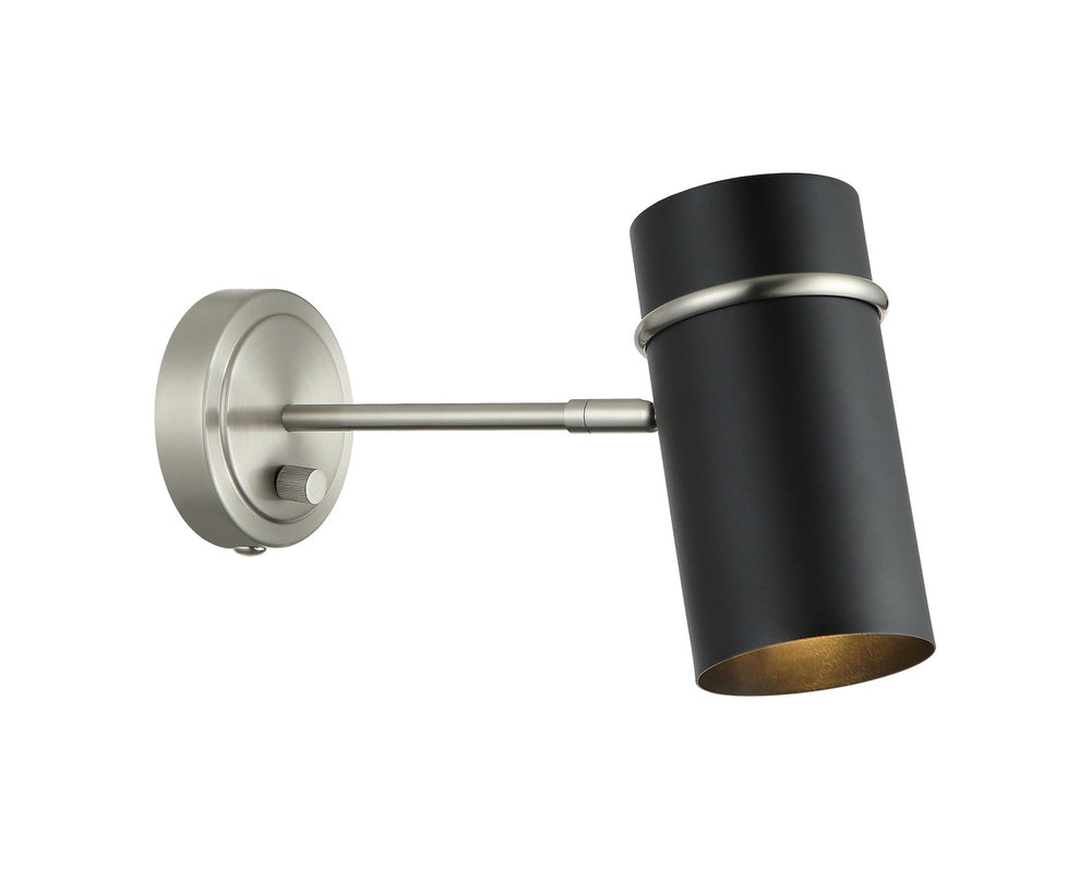 Matteo Canada - One Light Wall Sconce - Cilindro - Brushed Nickel & Matte Black- Union Lighting Luminaires Decor