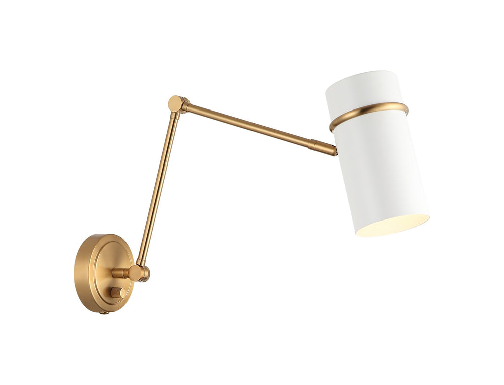 Matteo Canada - One Light Wall Sconce - Cilindro - Aged Gold Brass & White- Union Lighting Luminaires Decor