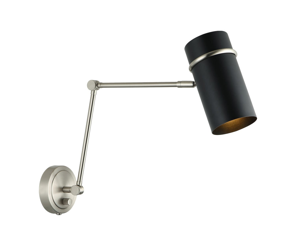 Matteo Canada - One Light Wall Sconce - Cilindro - Brushed Nickel & Matte Black- Union Lighting Luminaires Decor