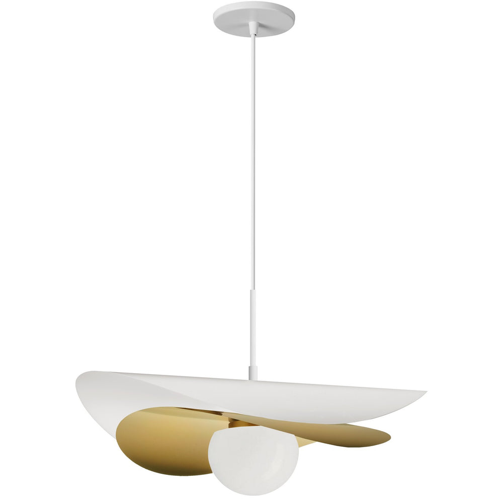 Dainolite Canada - LED Pendant - Paven - Matte White/Aged Brass- Union Lighting Luminaires Decor
