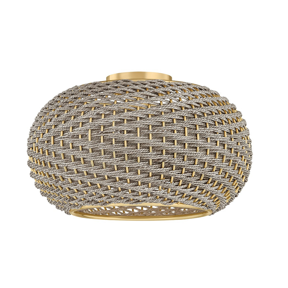 Hudson Valley Canada - One Light Flush Mount - Penarth - Aged Brass- Union Lighting Luminaires Decor
