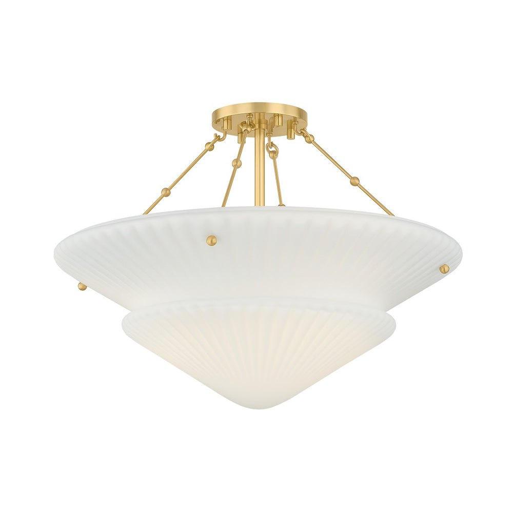 Hudson Valley Canada - Three Light Semi Flush Mount - Loburn - Aged Brass- Union Lighting Luminaires Decor