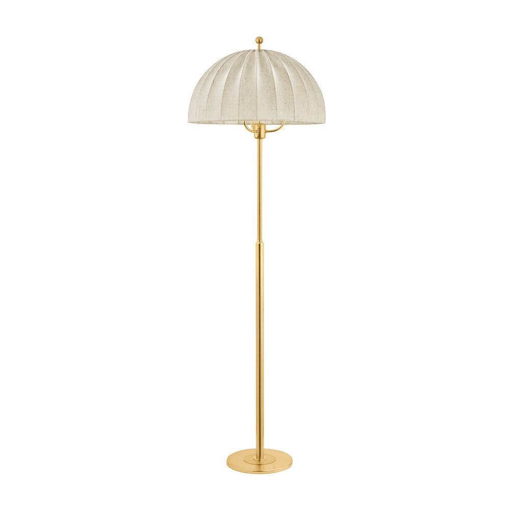Hudson Valley Canada - Three Light Floor Lamp - Palmetto - Aged Brass- Union Lighting Luminaires Decor
