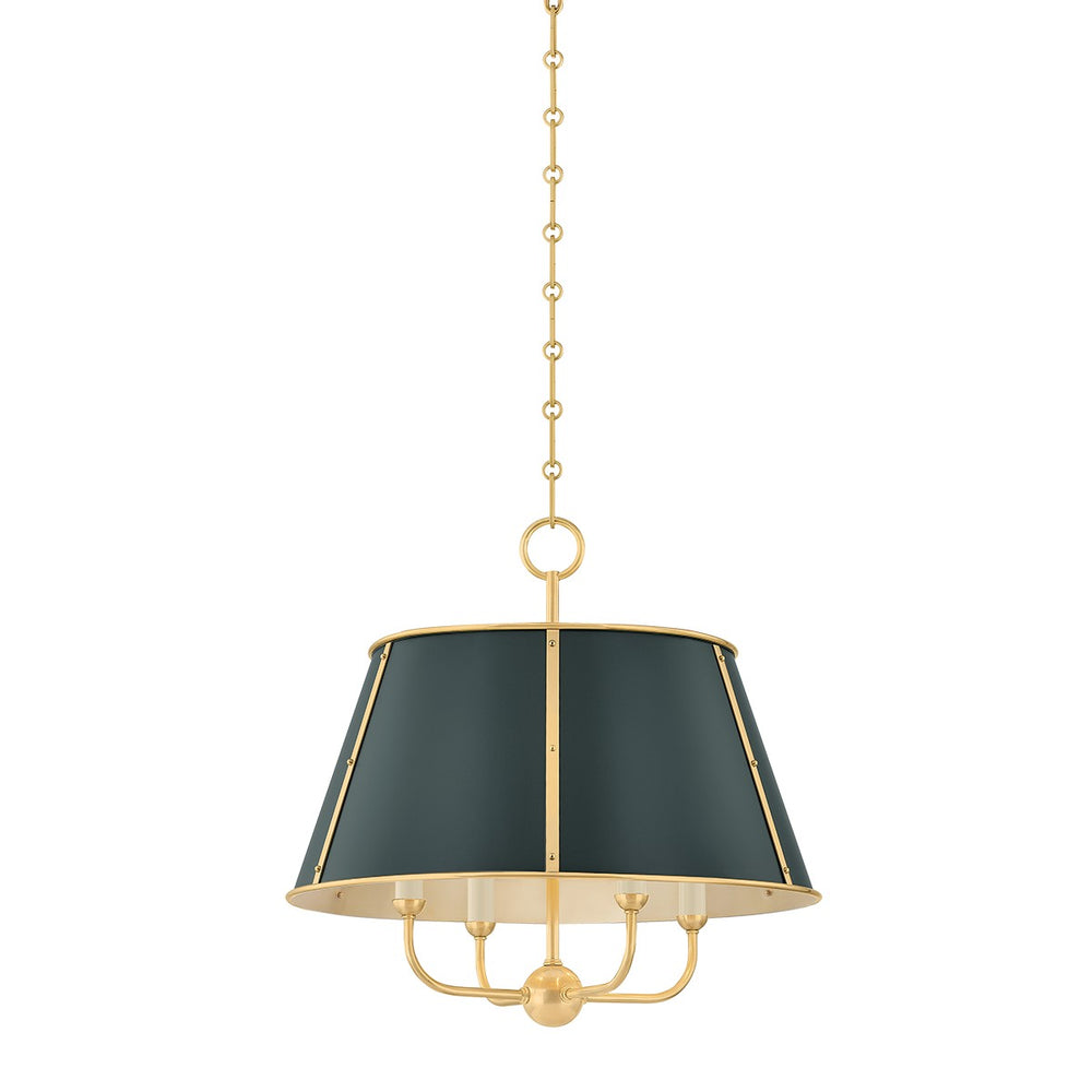 Hudson Valley Canada - Four Light Chandelier - Cambridge - Aged Brass/Soft Studio Green- Union Lighting Luminaires Decor